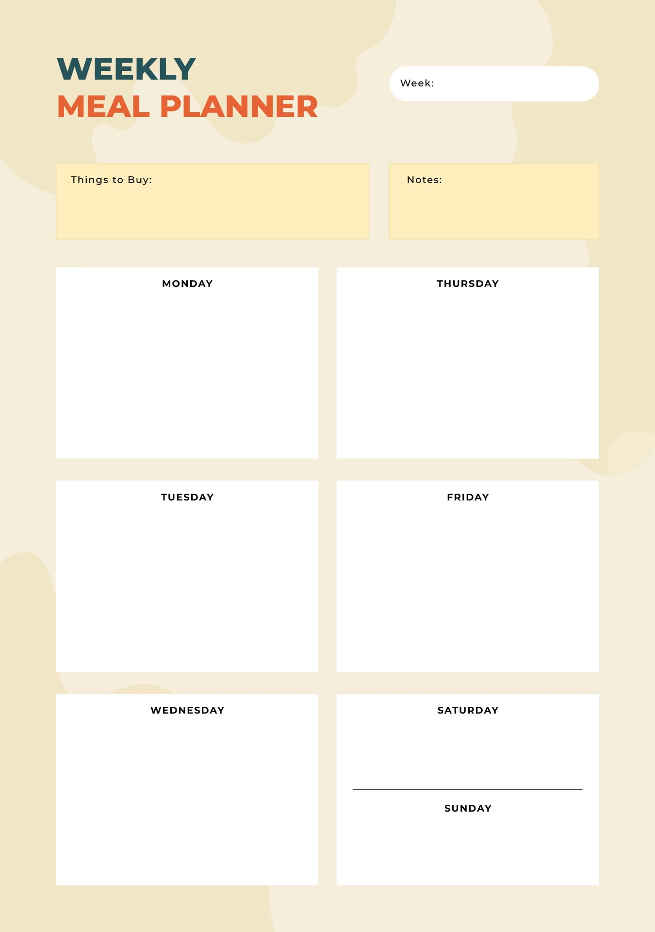 Printable Blank Planner Template 17