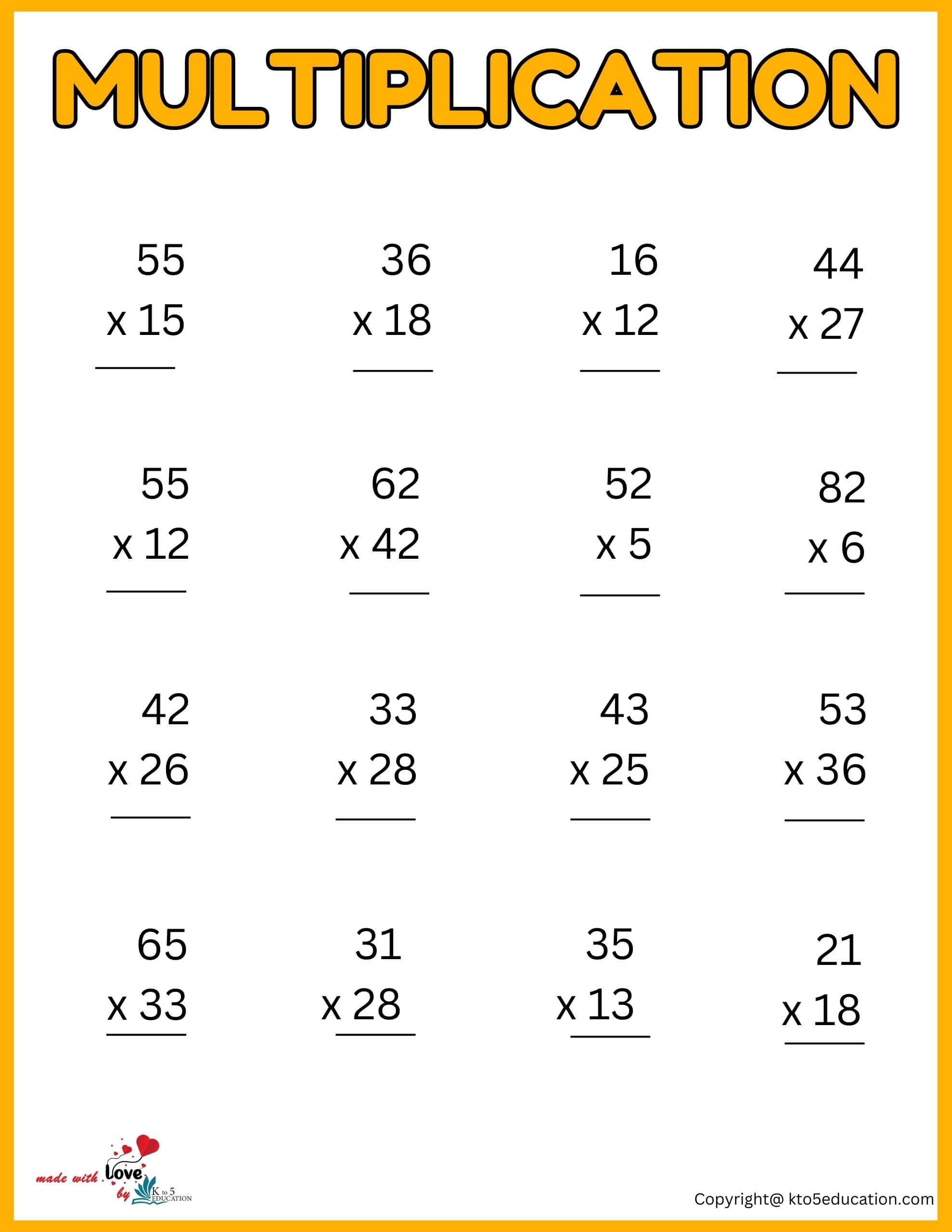 30 3Rd Grade Multiplication Worksheets Free