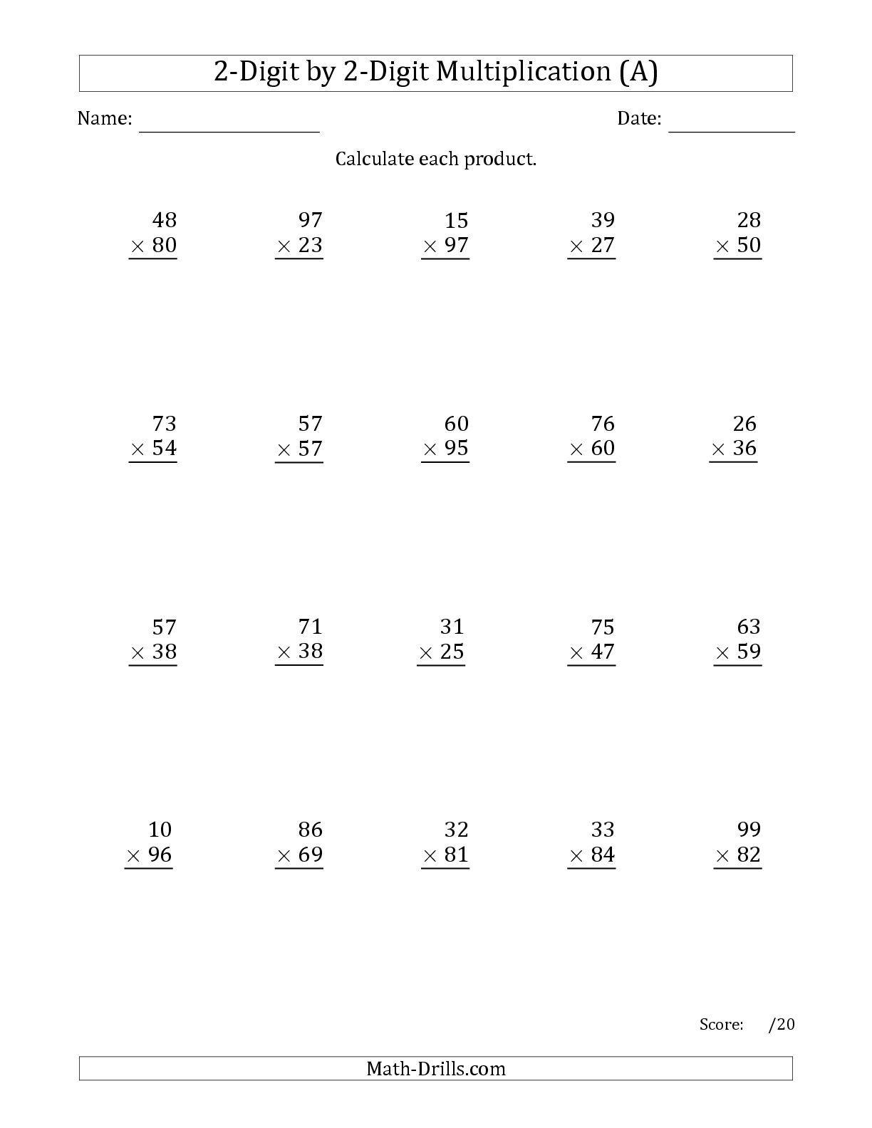 30 Multiplication By Two Digit Numbers