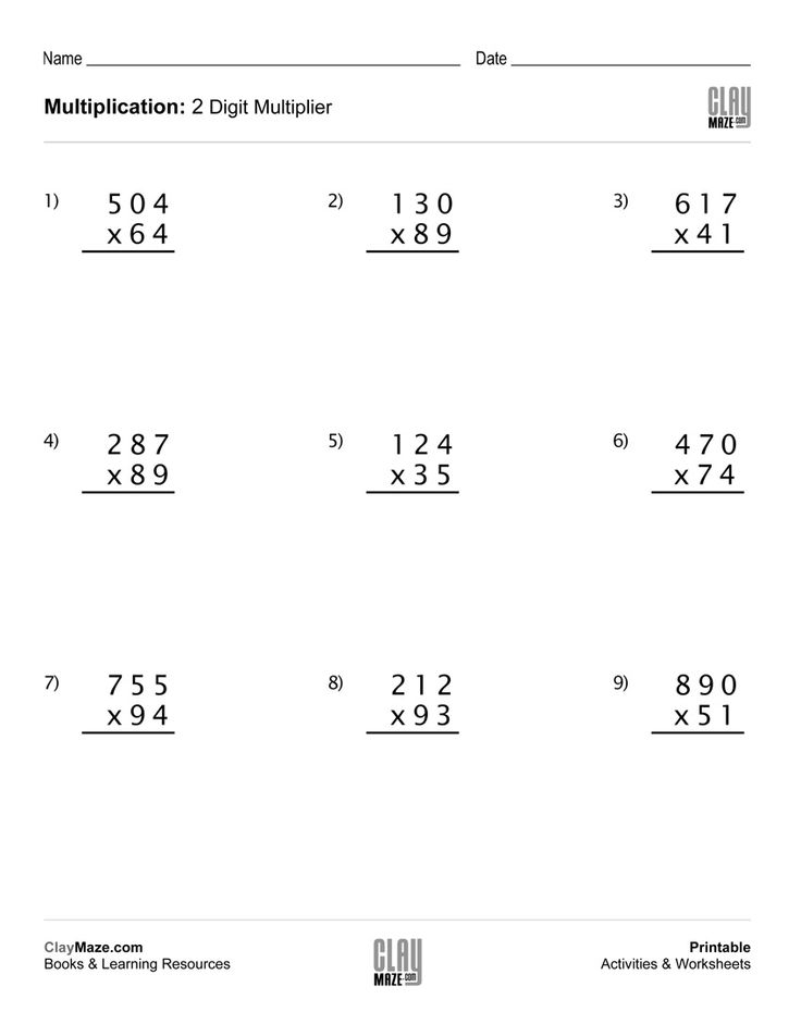 30 Multiplication By Two Digit Numbers