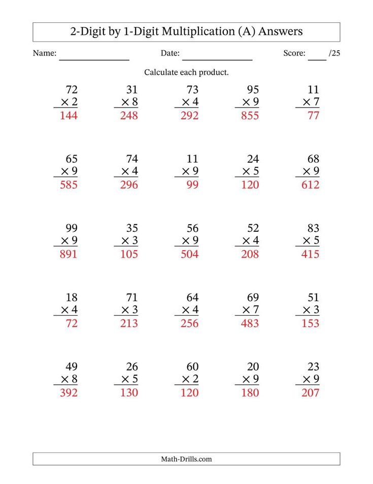 30 Multiplication With Two Digit Numbers