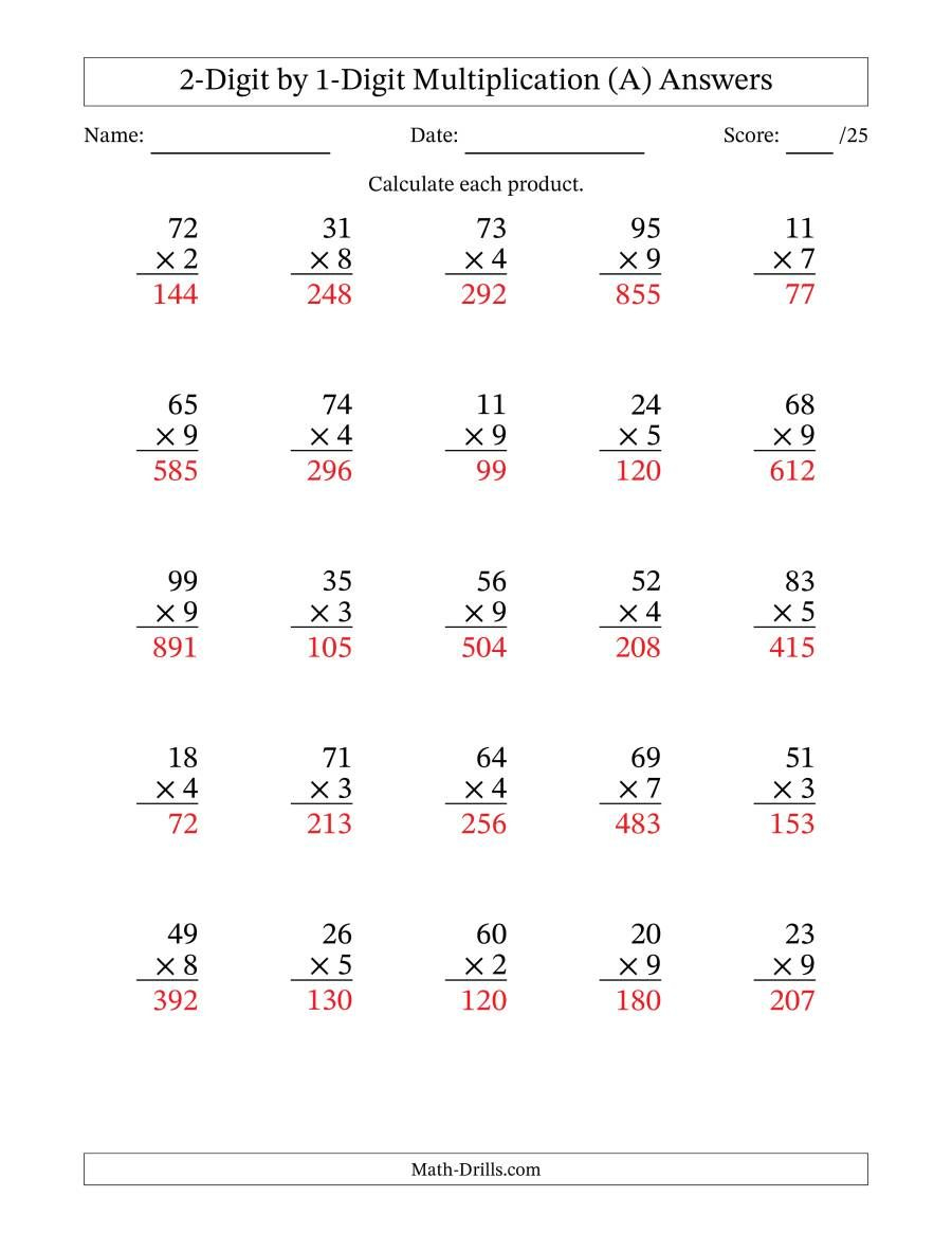 30 Two Digit Multiplication Without Carry