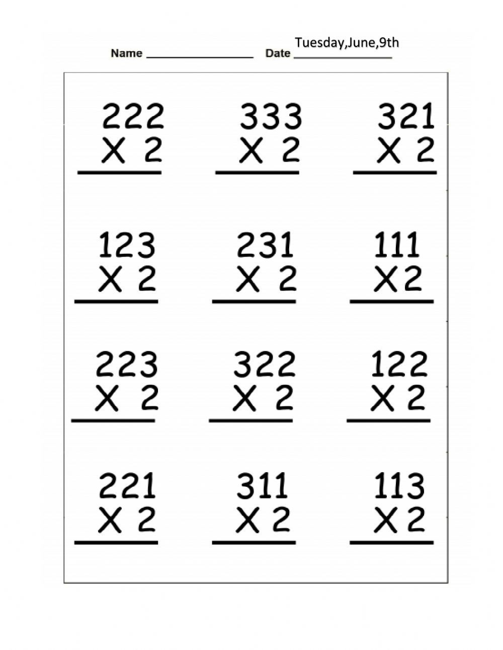 30 Two Digit Multiplication Without Carry