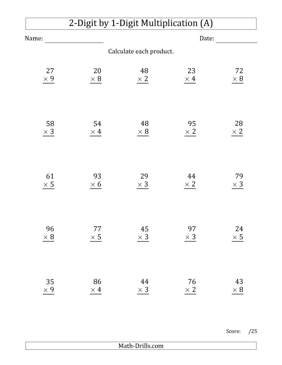 30 Two Digit Multiplication Without Regrouping